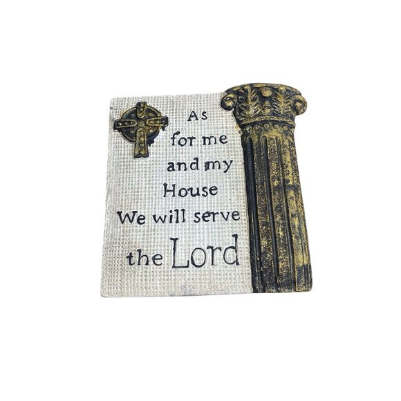 Religious Wall Plaque "As For Me And My House We Will Serve The Lord" With Cross - Picture 2 of 8